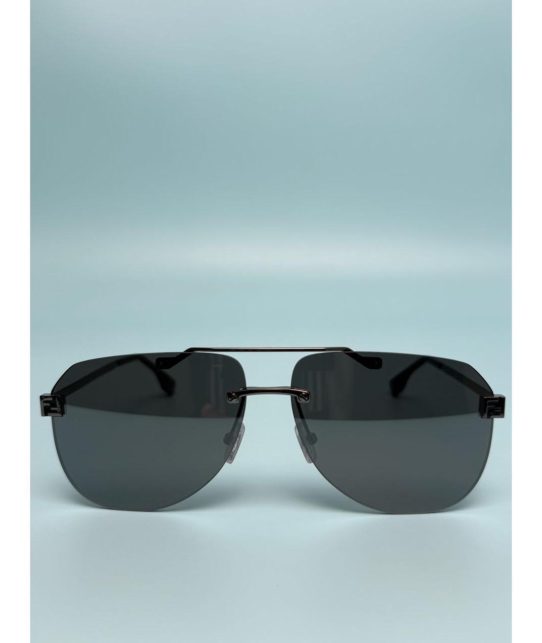 FENDI Антрацитовые металлические солнцезащитные очки, фото 5