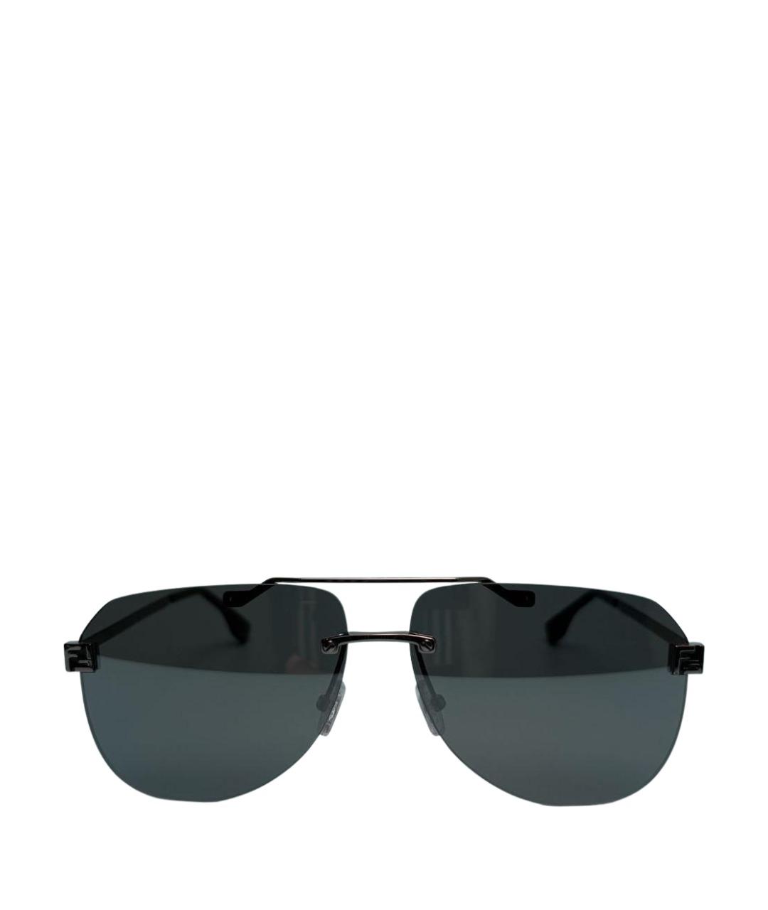 FENDI Антрацитовые металлические солнцезащитные очки, фото 1