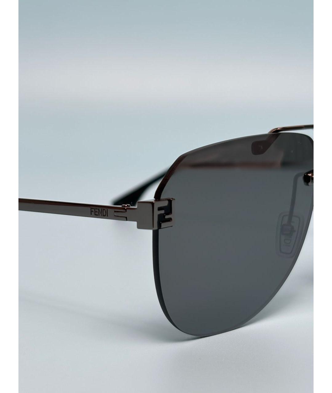 FENDI Антрацитовые металлические солнцезащитные очки, фото 3