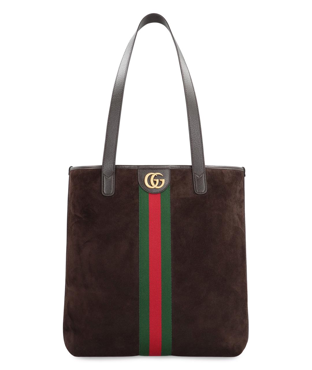 GUCCI Коричневая замшевая сумка тоут, фото 1