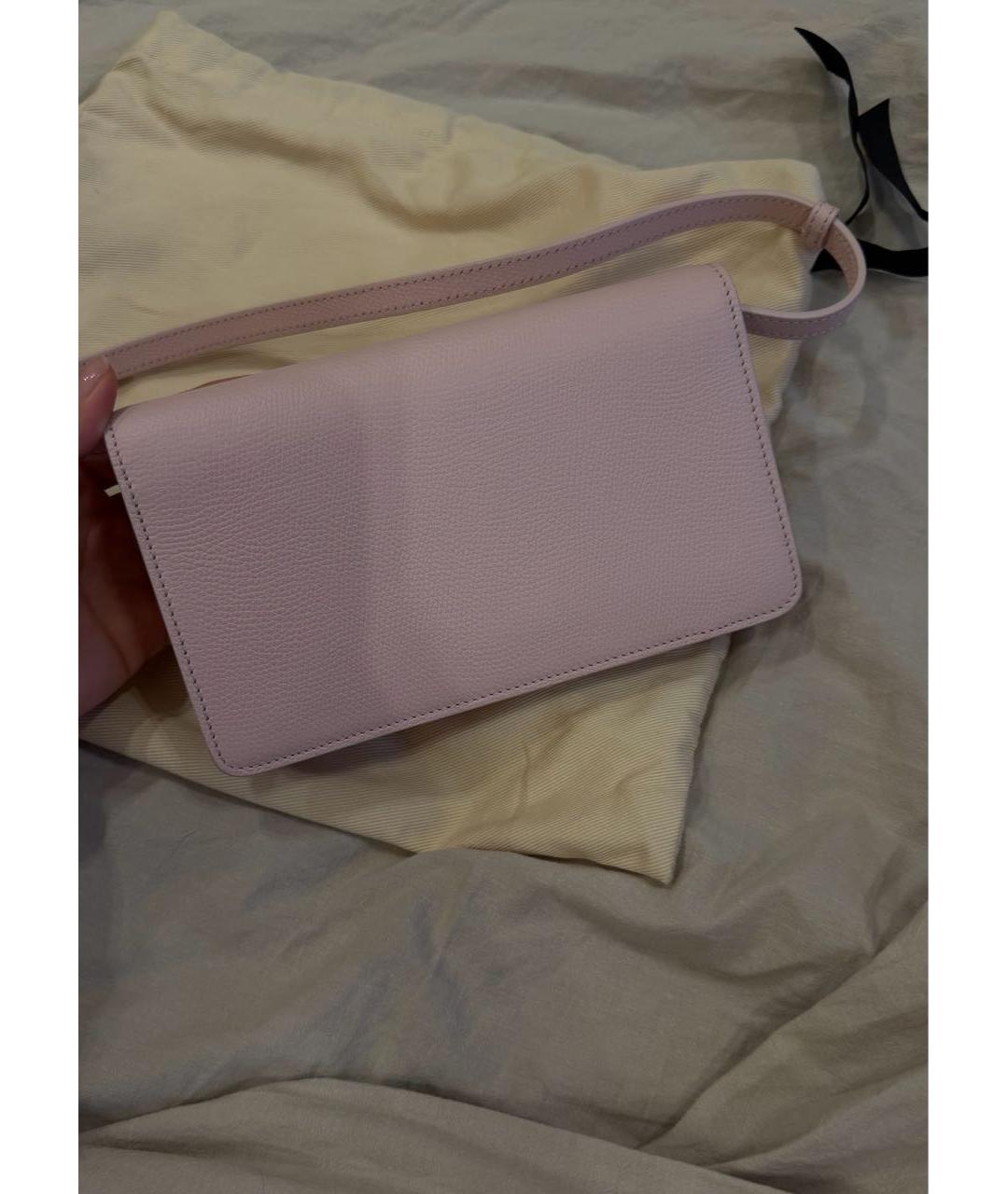 VALENTINO Розовая кожаная сумка с короткими ручками, фото 3