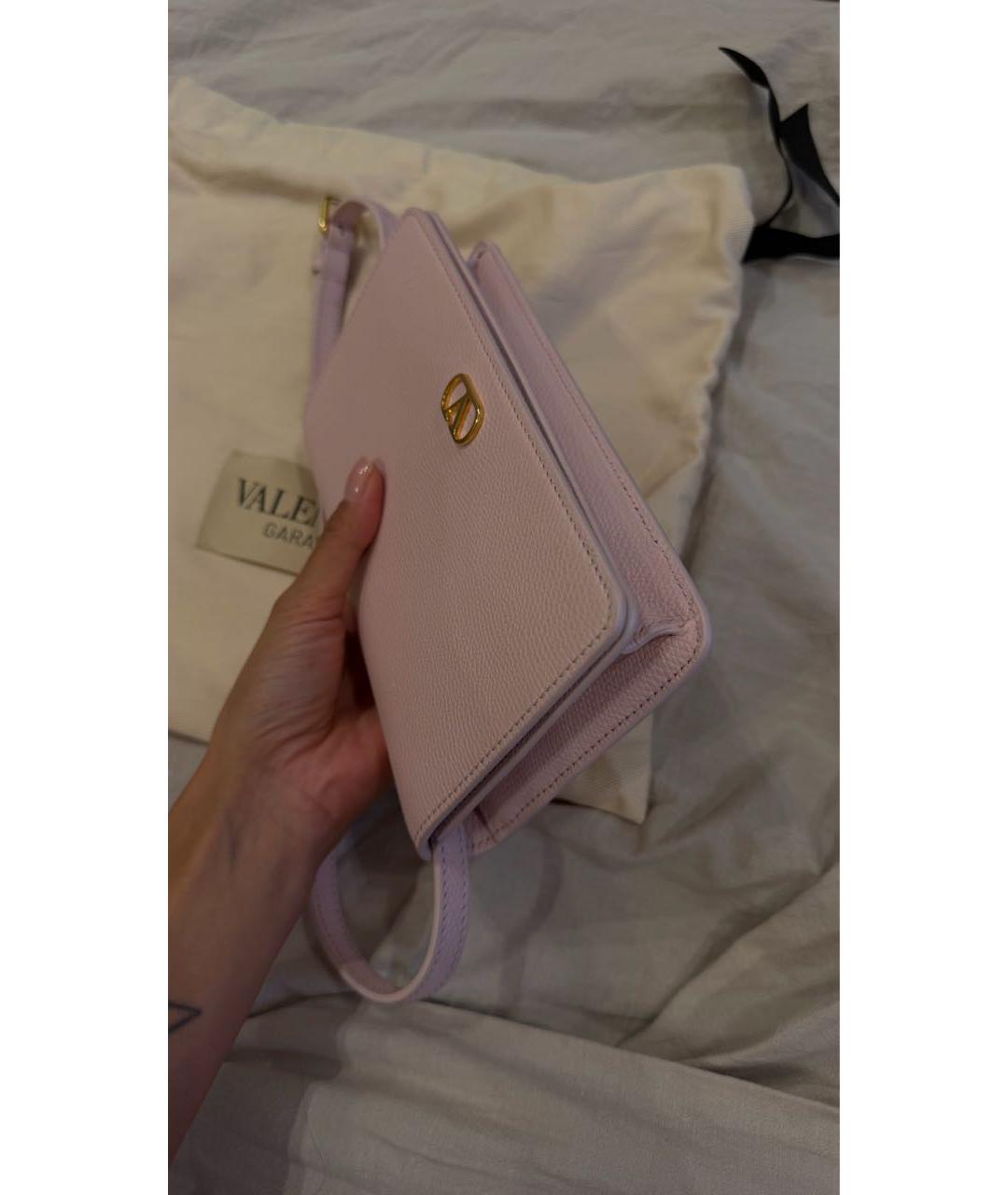 VALENTINO Розовая кожаная сумка с короткими ручками, фото 7