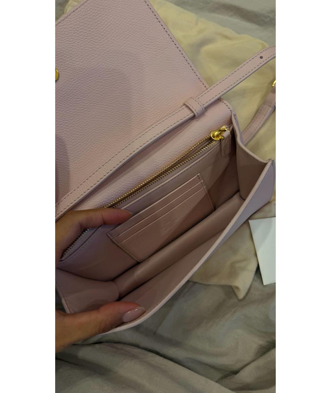 VALENTINO Розовая кожаная сумка с короткими ручками, фото 4