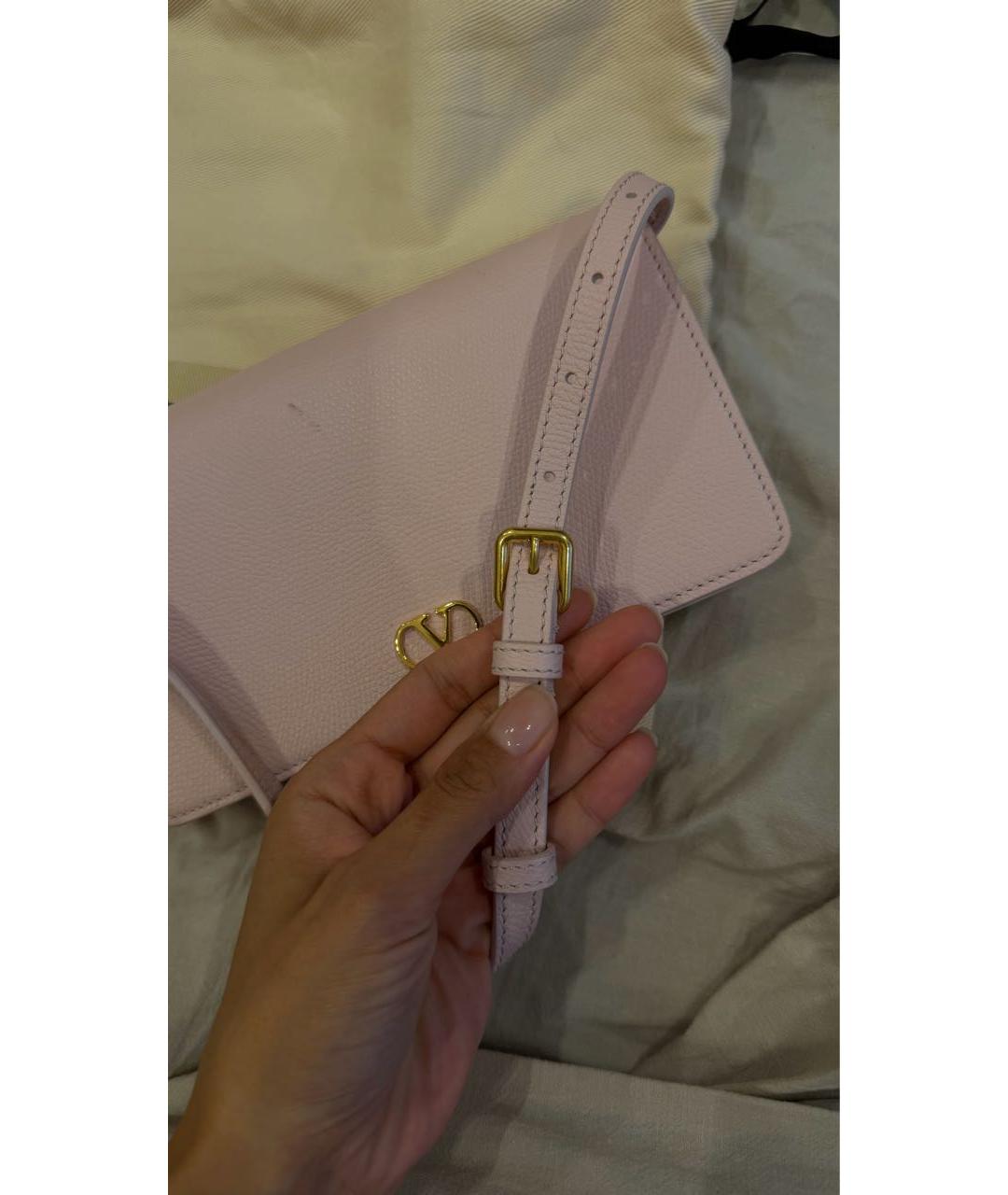 VALENTINO Розовая кожаная сумка с короткими ручками, фото 5