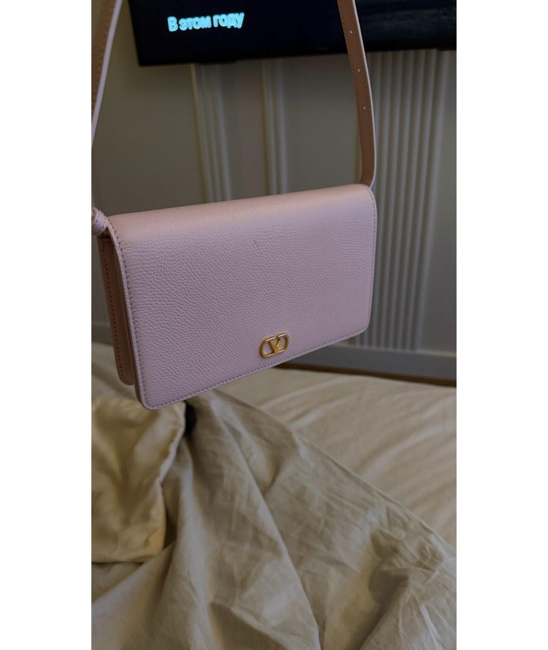 VALENTINO Розовая кожаная сумка с короткими ручками, фото 2