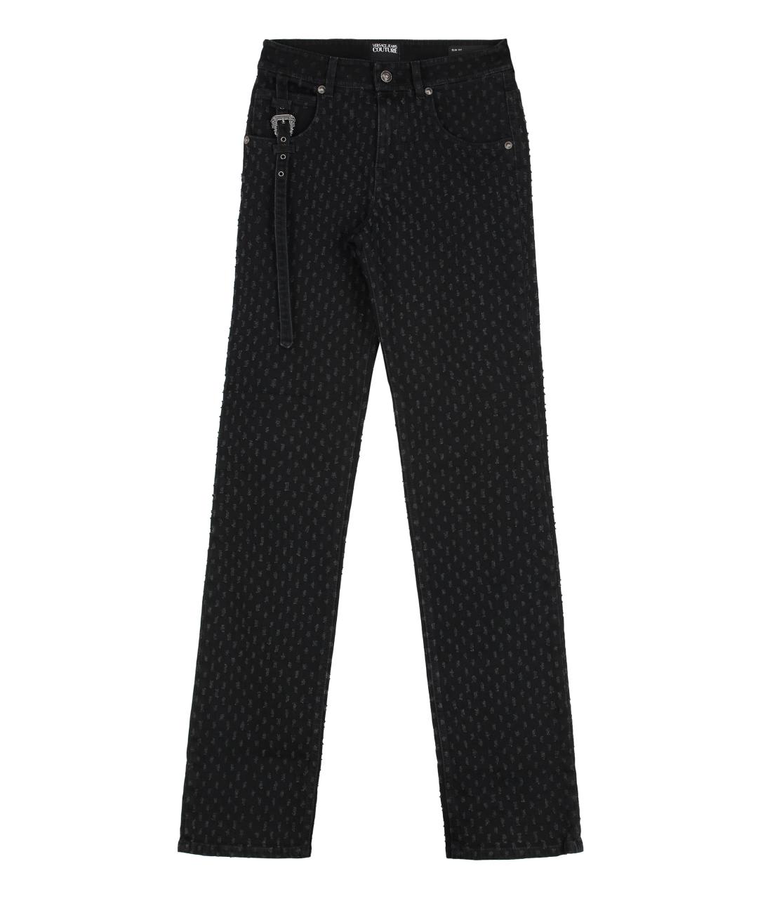 VERSACE JEANS COUTURE Черные хлопковые прямые джинсы, фото 1