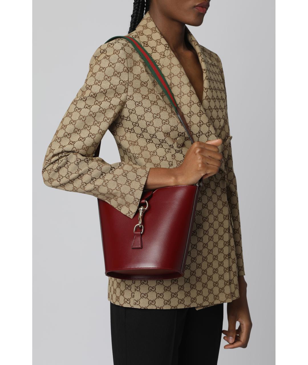 GUCCI Бордовая кожаная сумка через плечо, фото 7