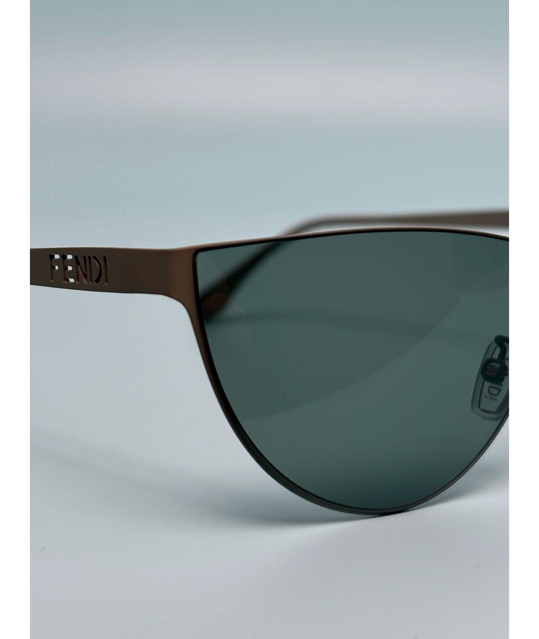 FENDI Зеленые металлические солнцезащитные очки, фото 3