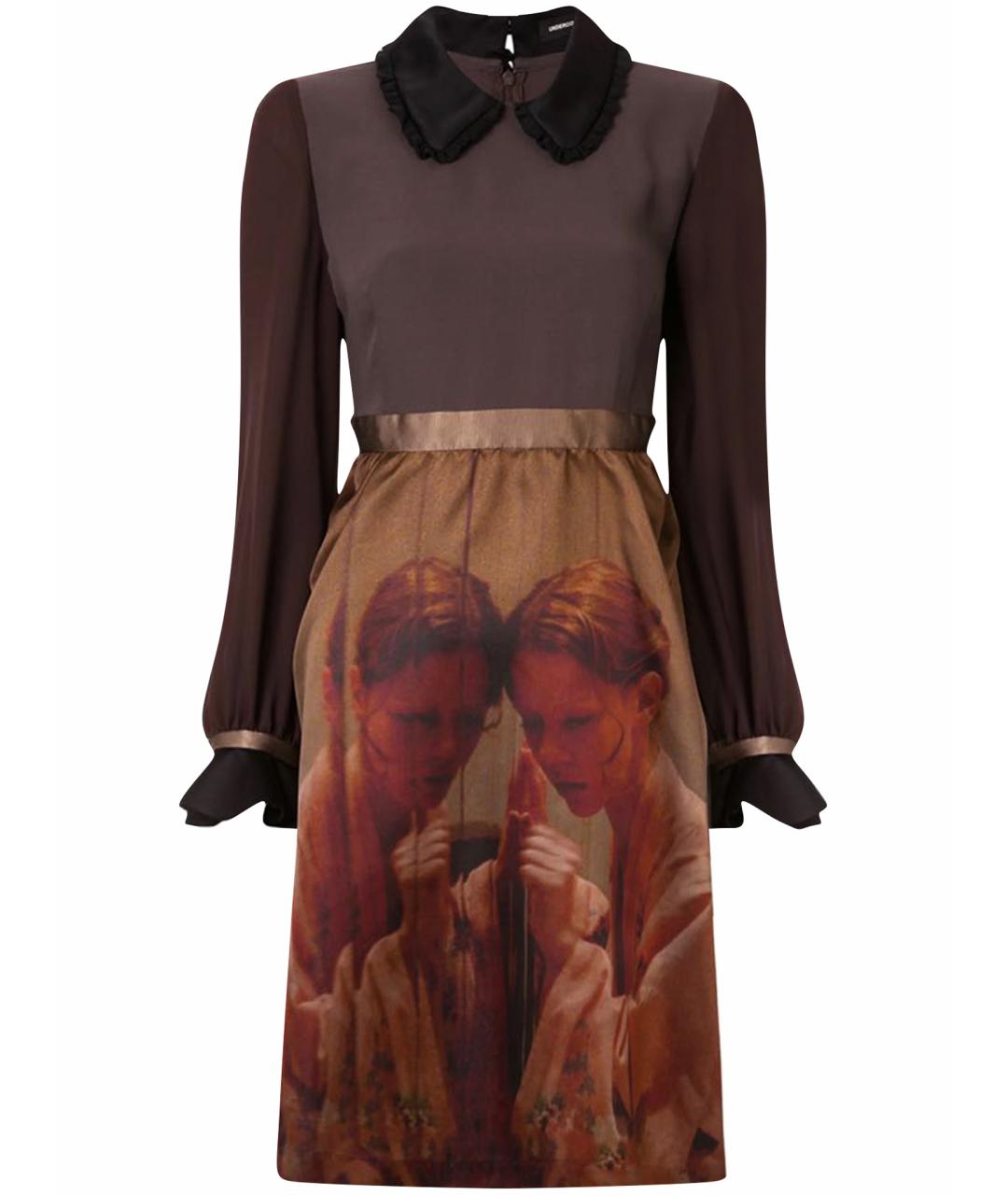 UNDERCOVER Коричневое шелковое повседневное платье, фото 1