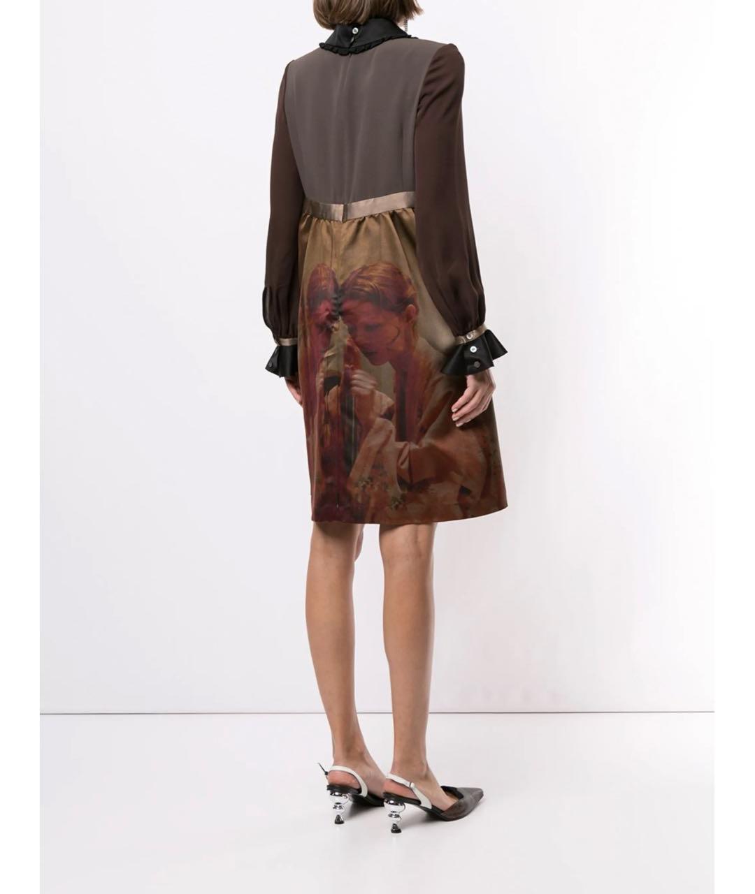 UNDERCOVER Коричневое шелковое повседневное платье, фото 4