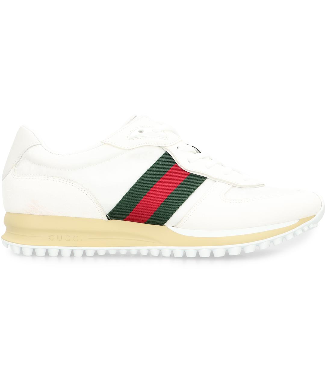GUCCI Белые кожаные низкие кроссовки / кеды, фото 2