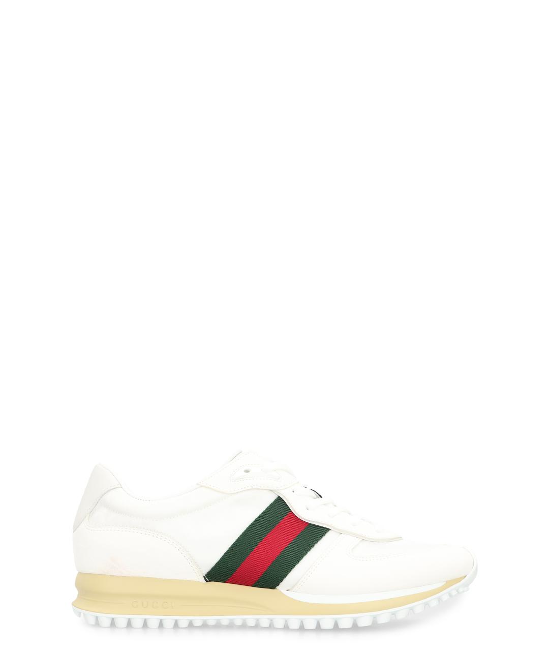 GUCCI Белые кожаные низкие кроссовки / кеды, фото 1