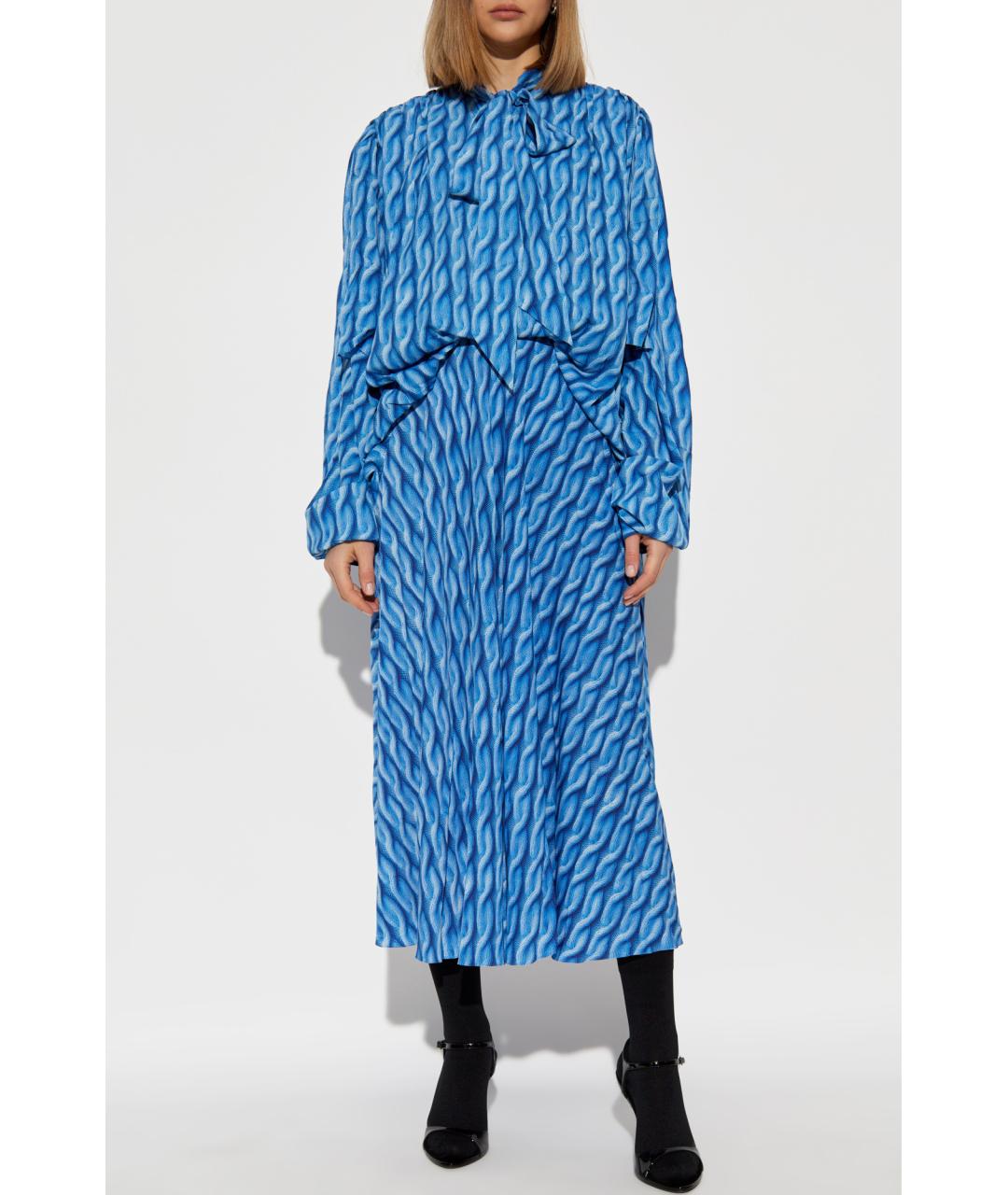 BALENCIAGA Синее полиэстеровое повседневное платье, фото 3
