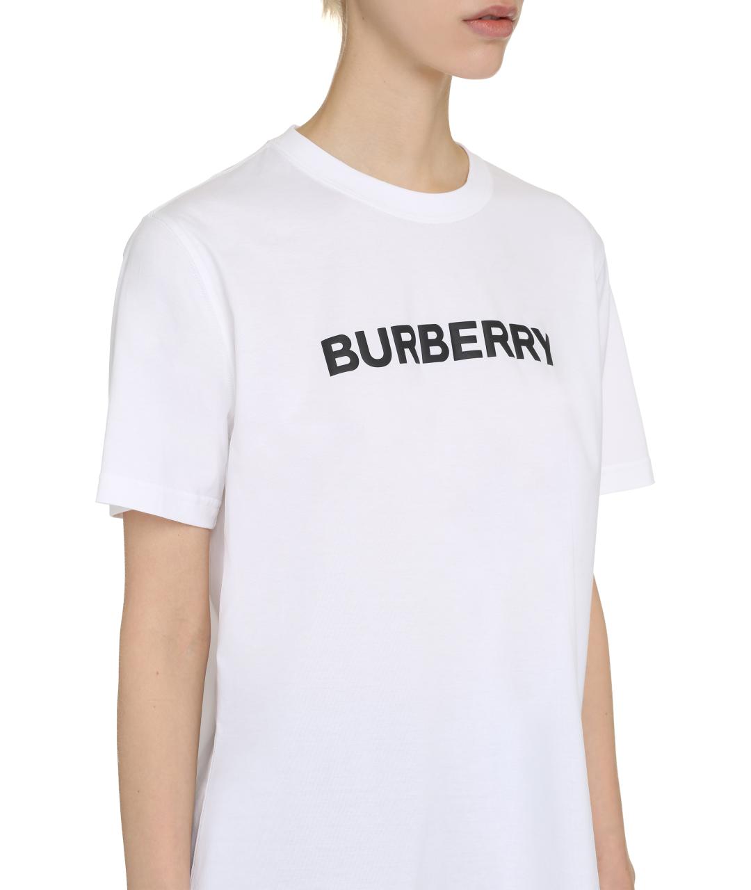 BURBERRY Белая хлопковая футболка, фото 5