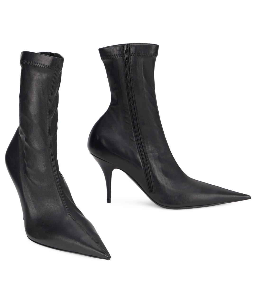 BALENCIAGA Черные кожаные ботильоны, фото 3
