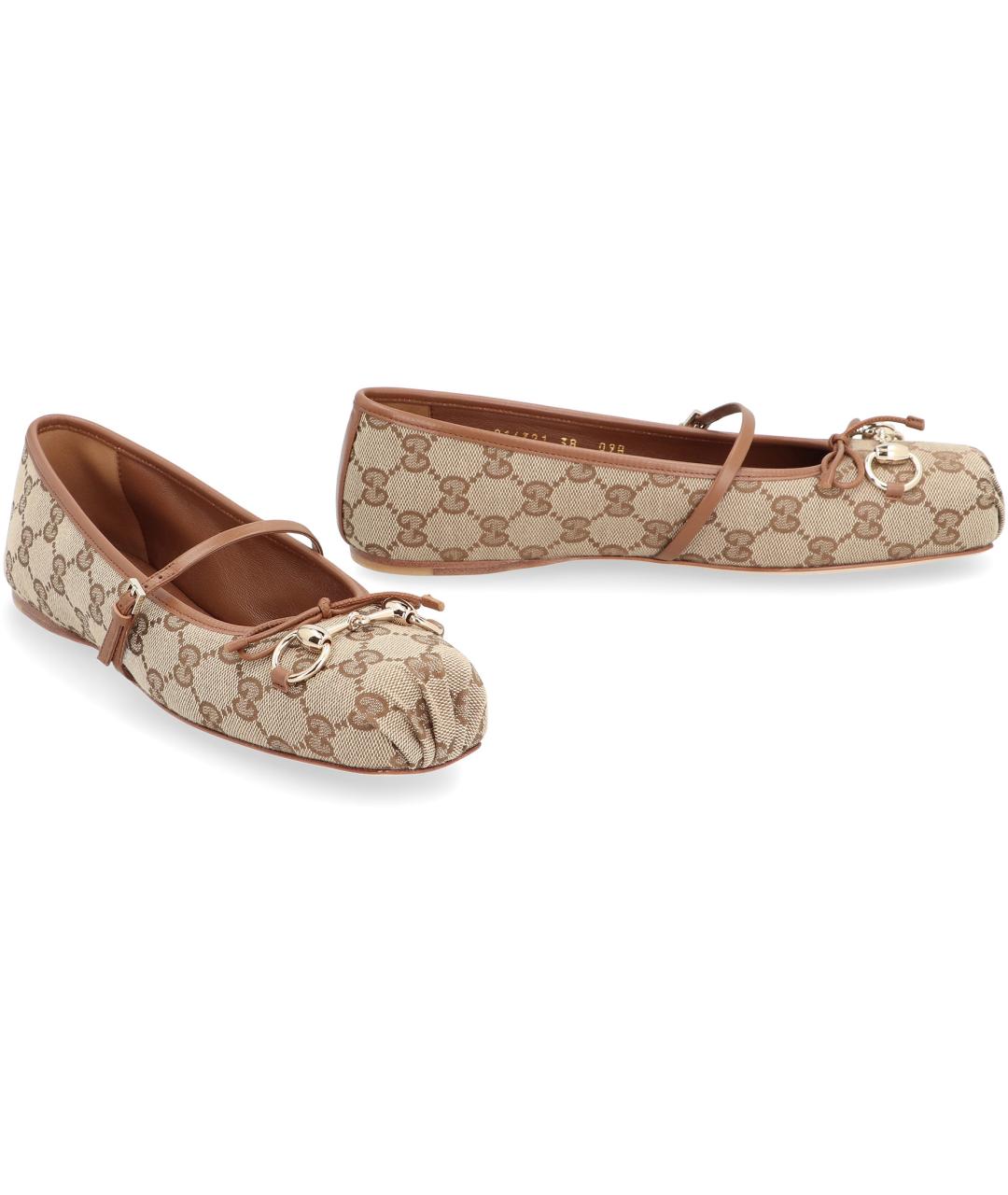 GUCCI Бежевые кожаные балетки, фото 3