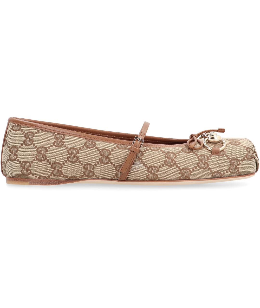 GUCCI Бежевые кожаные балетки, фото 2
