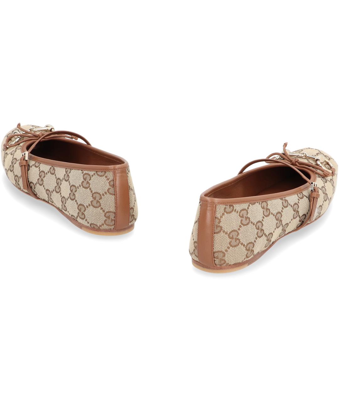 GUCCI Бежевые кожаные балетки, фото 4