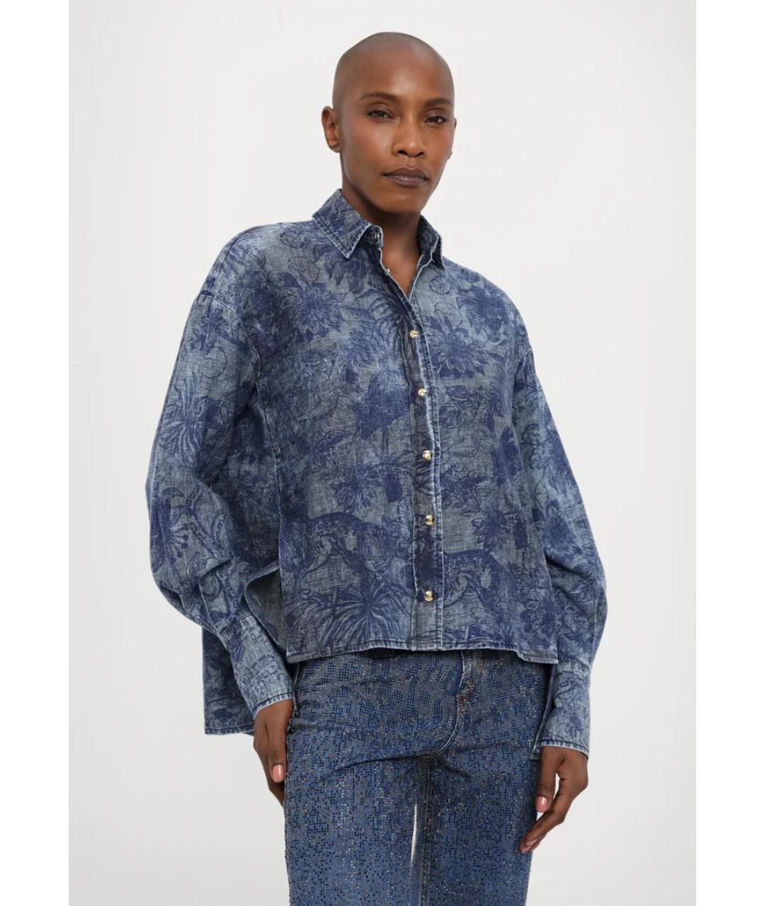 JUST CAVALLI Синяя хлопковая рубашка, фото 3