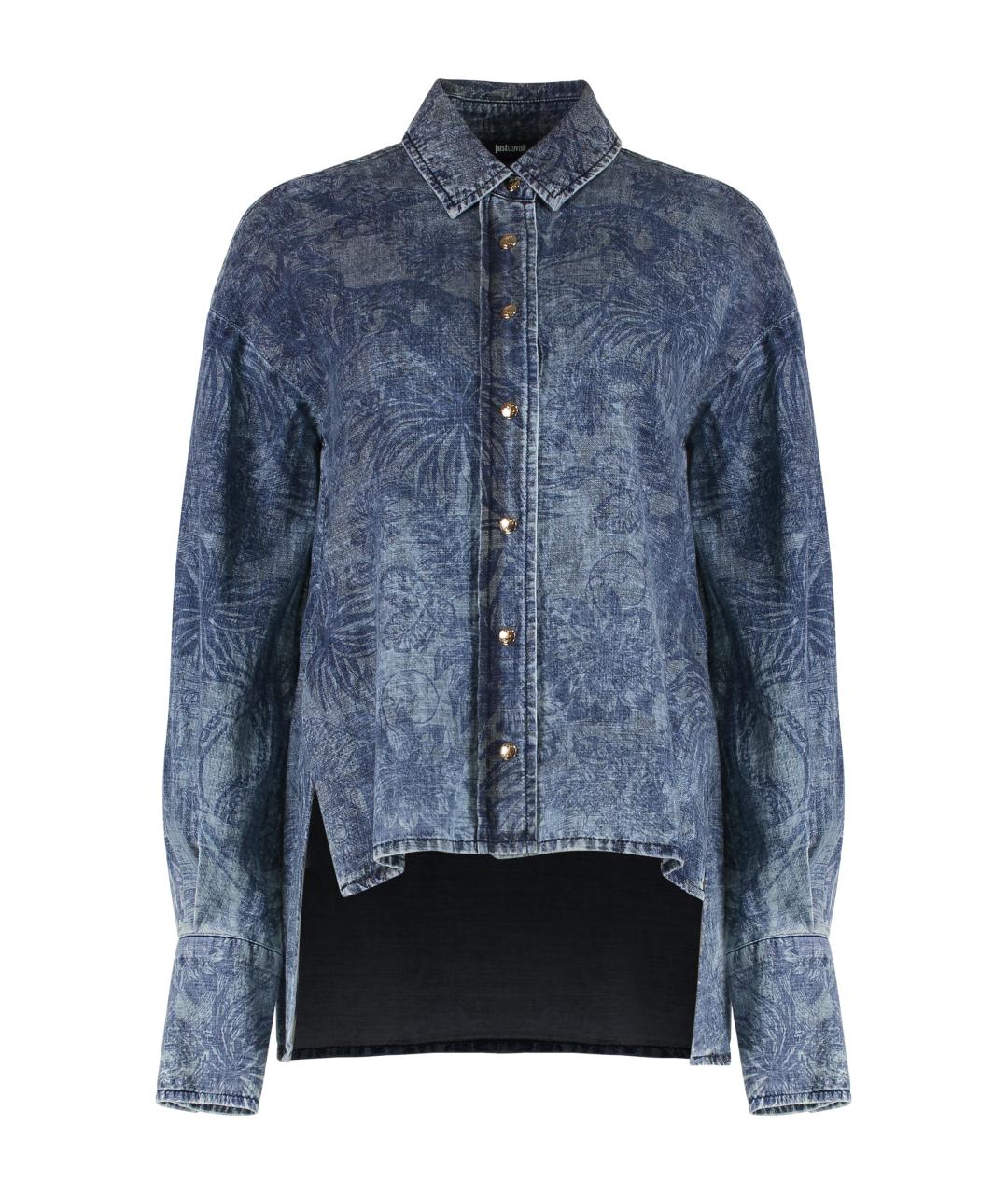 JUST CAVALLI Синяя хлопковая рубашка, фото 1