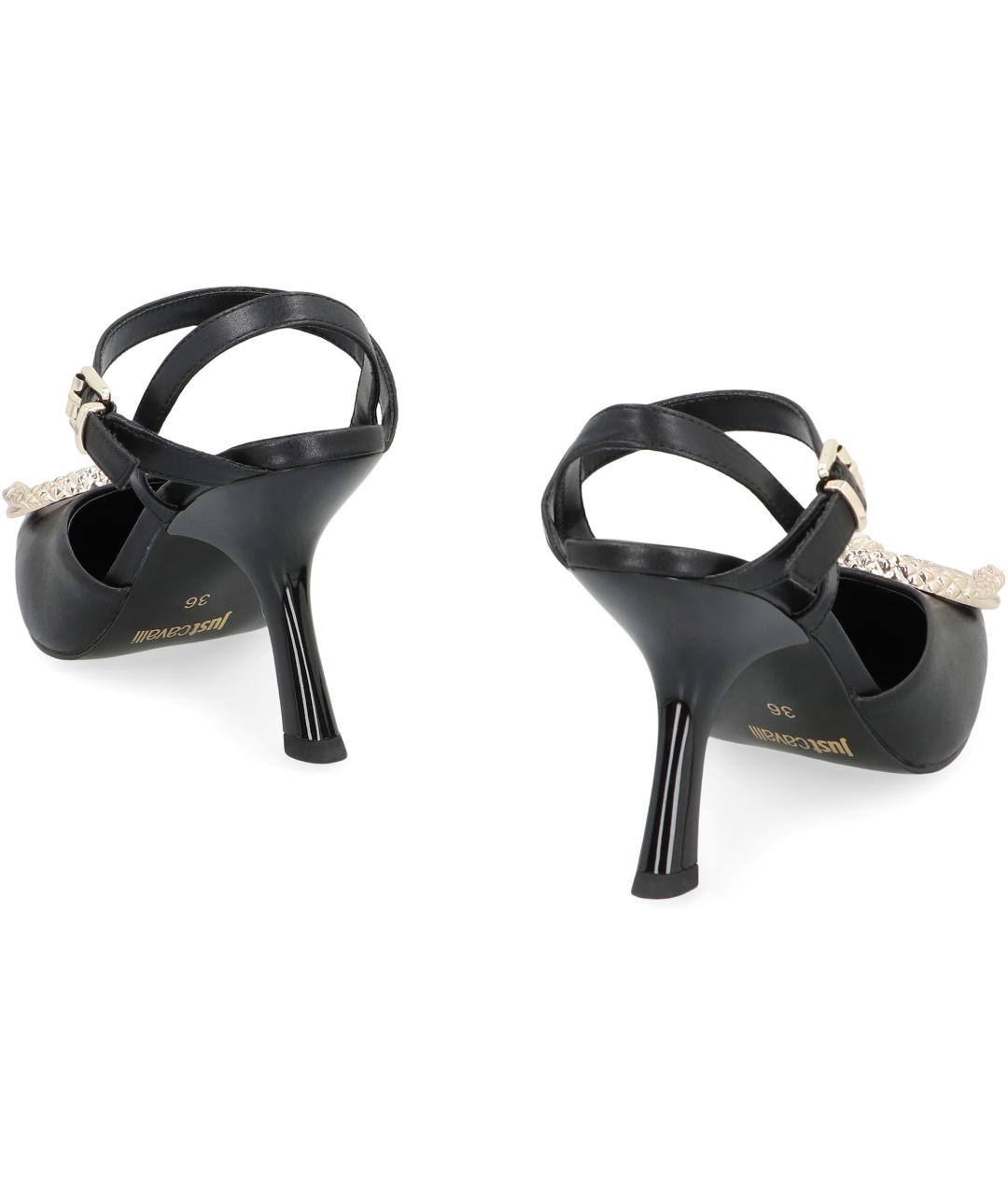 JUST CAVALLI Черные кожаные туфли, фото 4