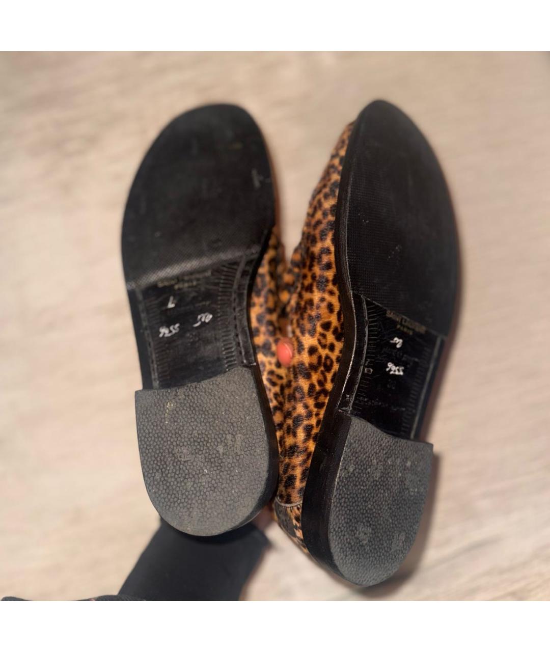 SAINT LAURENT Коричневые кожаные лоферы, фото 7