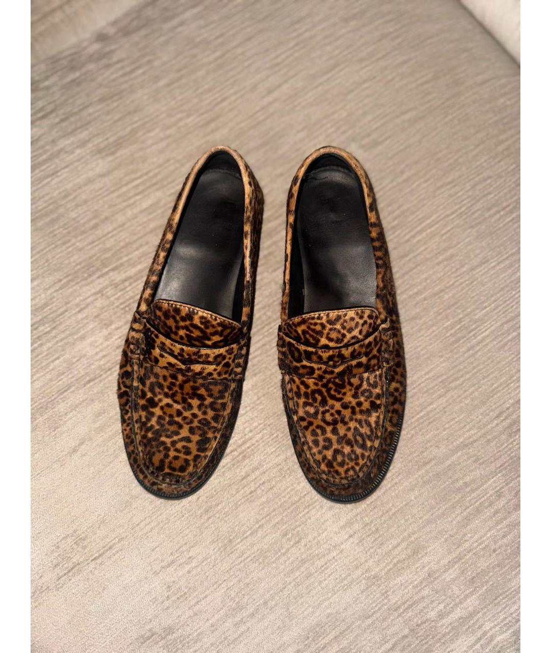 SAINT LAURENT Коричневые кожаные лоферы, фото 2