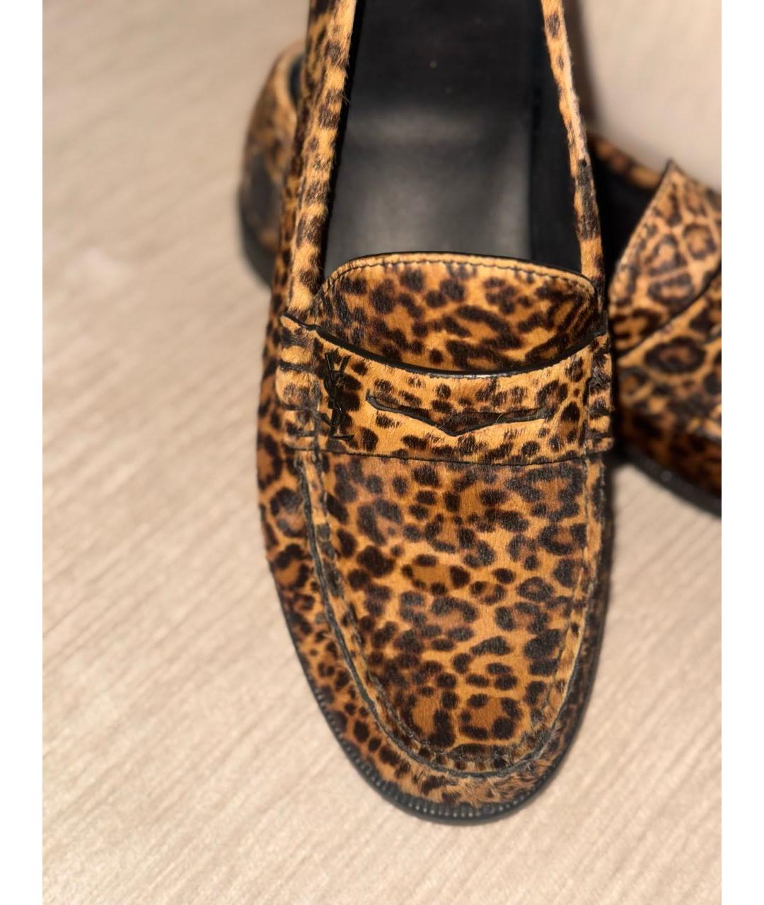 SAINT LAURENT Коричневые кожаные лоферы, фото 3