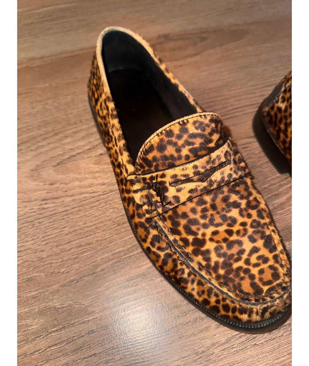 SAINT LAURENT Коричневые кожаные лоферы, фото 4