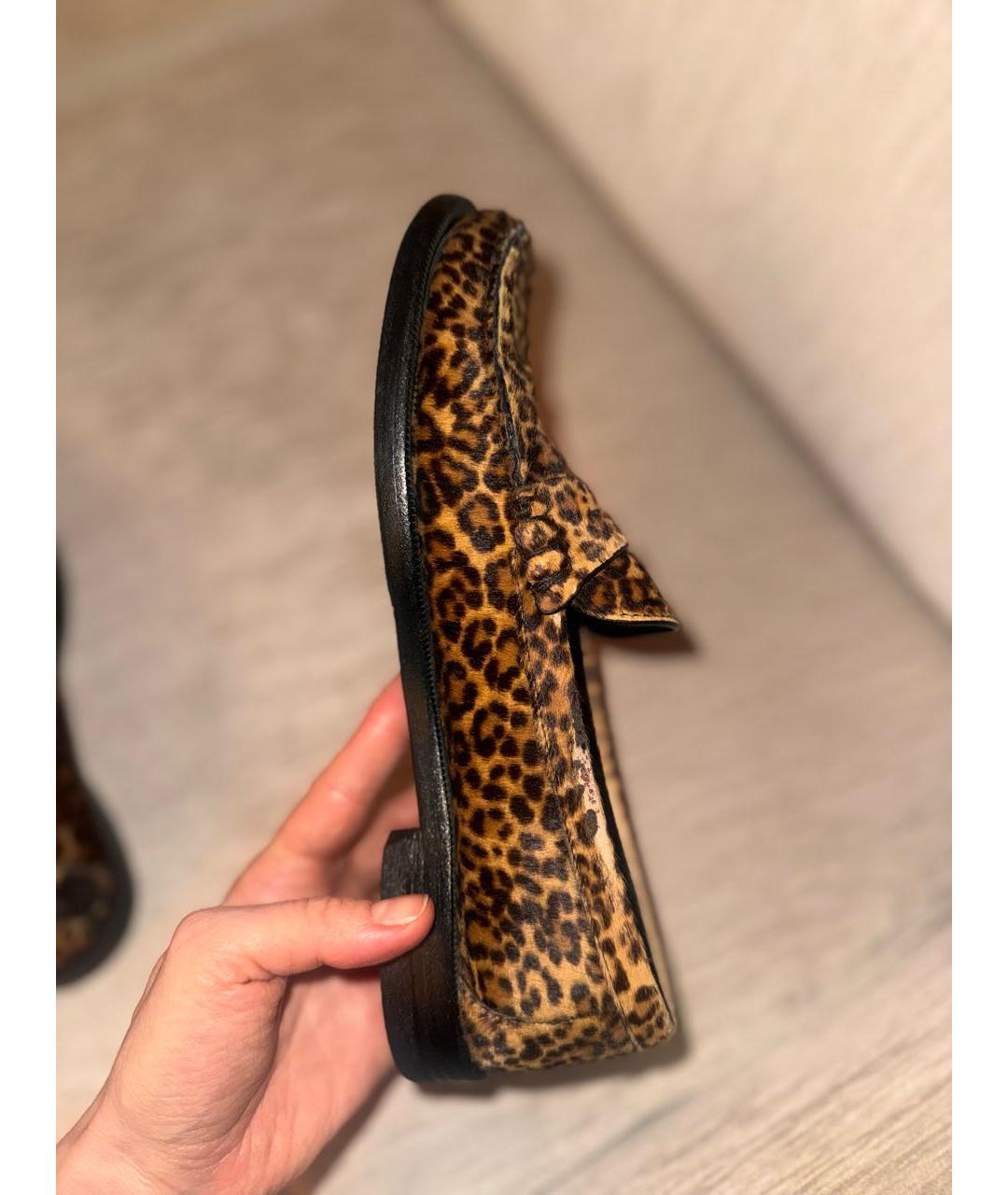 SAINT LAURENT Коричневые кожаные лоферы, фото 9