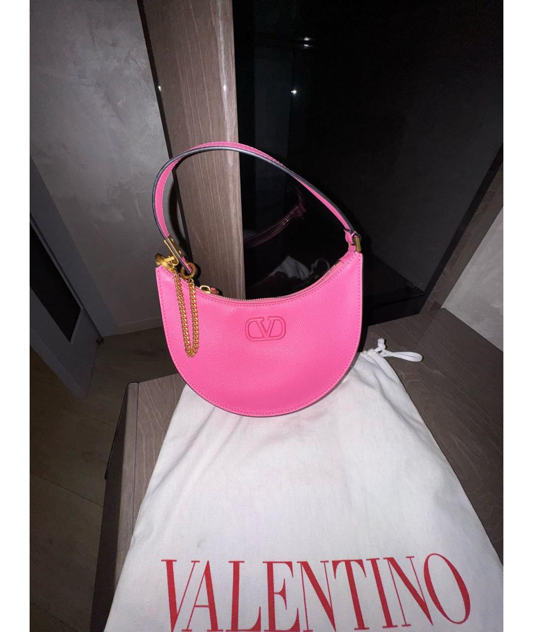 VALENTINO Розовая кожаная сумка с короткими ручками, фото 7