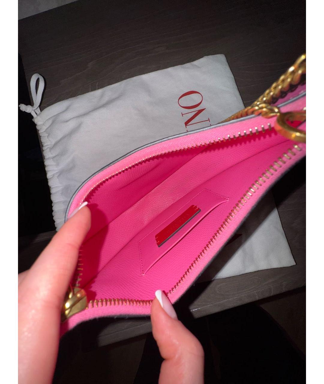 VALENTINO Розовая кожаная сумка с короткими ручками, фото 4