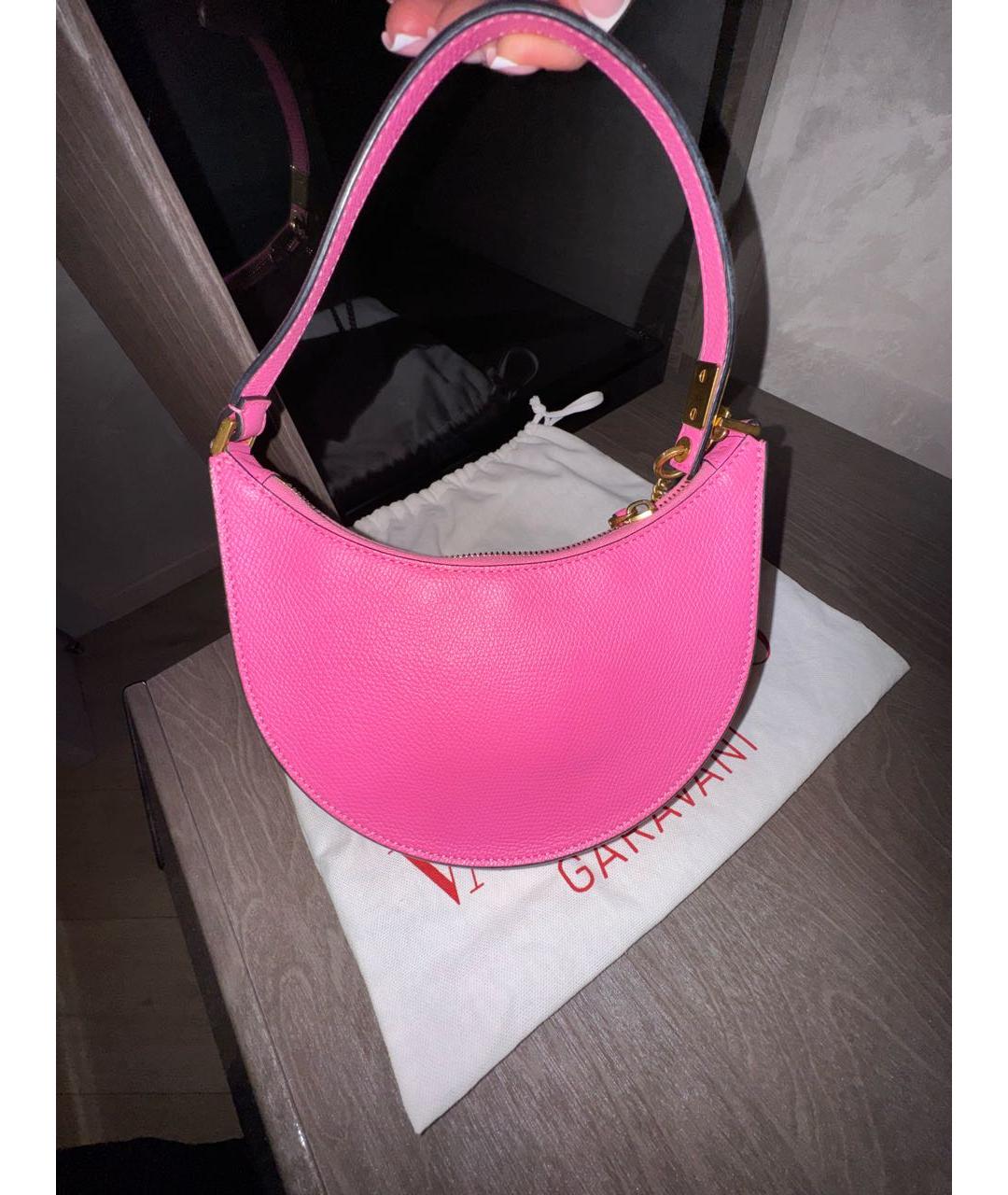 VALENTINO Розовая кожаная сумка с короткими ручками, фото 3