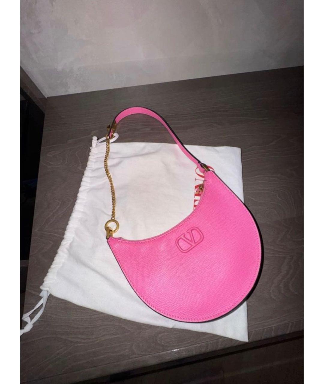 VALENTINO Розовая кожаная сумка с короткими ручками, фото 5