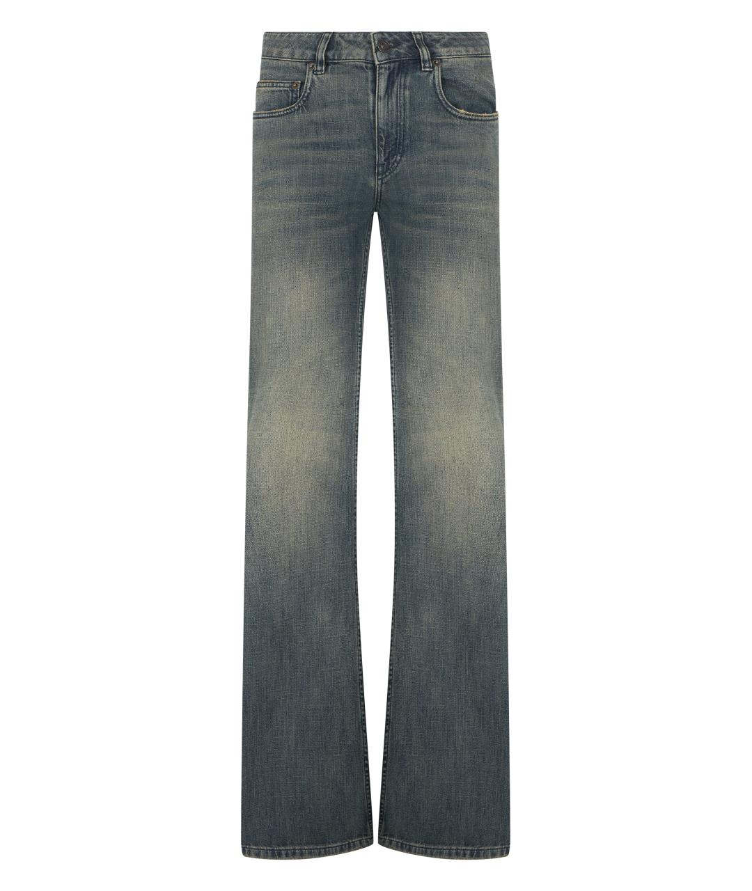 BALENCIAGA Синие хлопковые прямые джинсы, фото 1