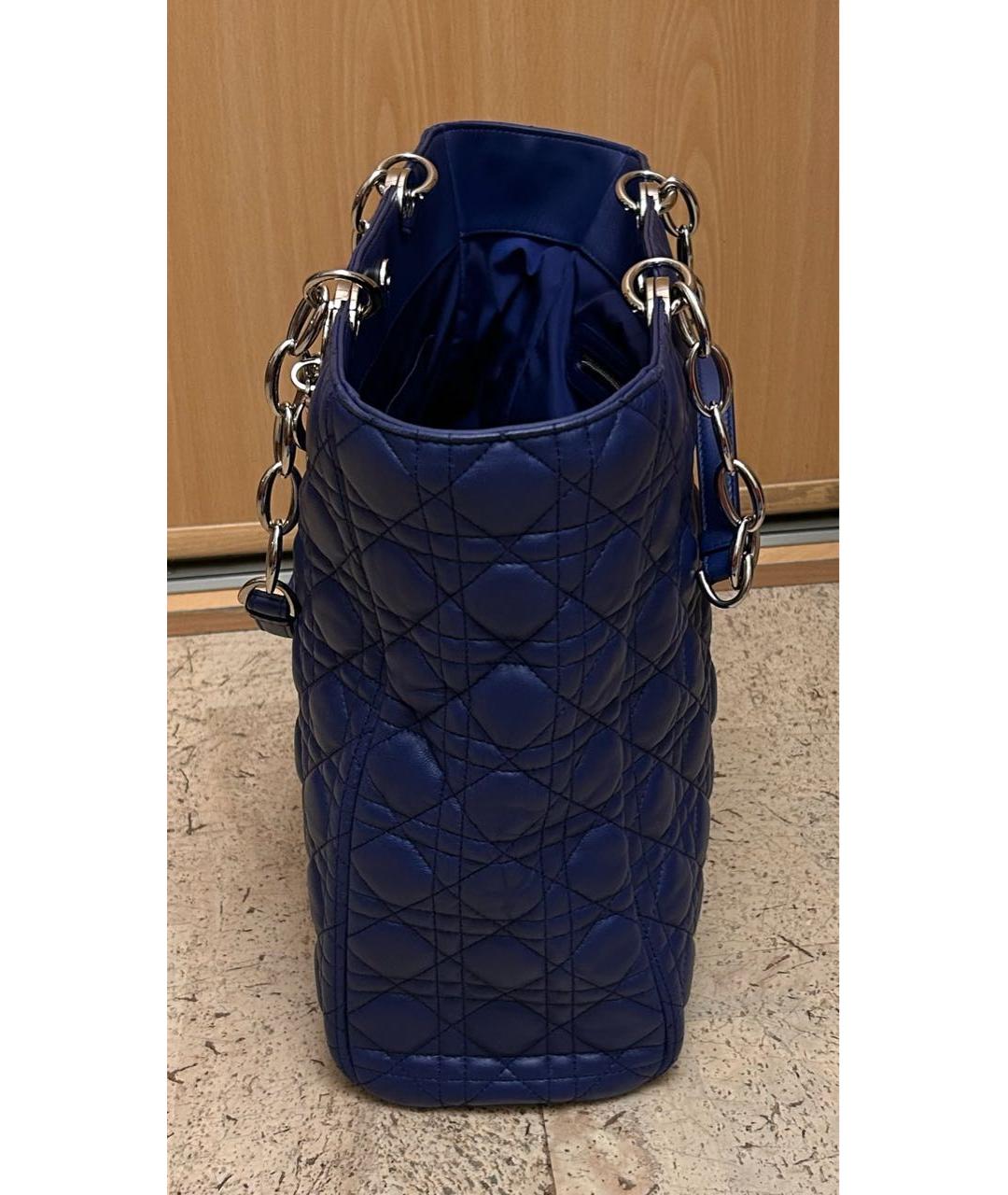 CHRISTIAN DIOR Синяя кожаная сумка тоут, фото 2