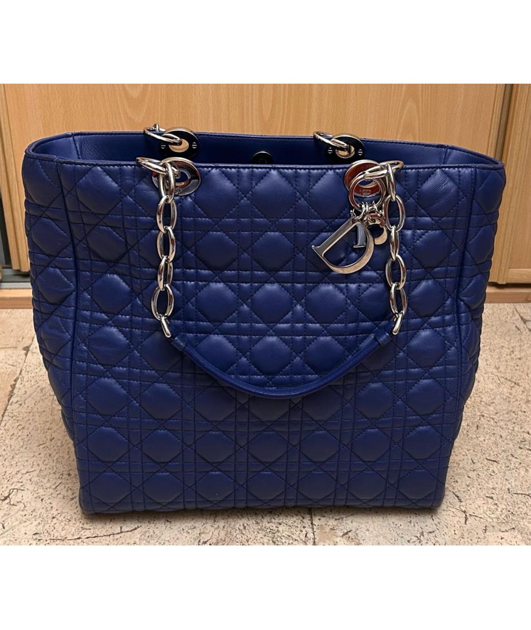 CHRISTIAN DIOR Синяя кожаная сумка тоут, фото 5