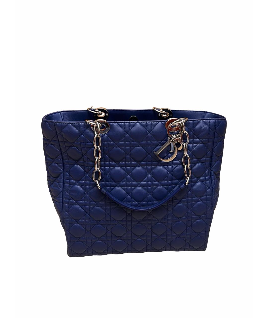 CHRISTIAN DIOR Синяя кожаная сумка тоут, фото 1