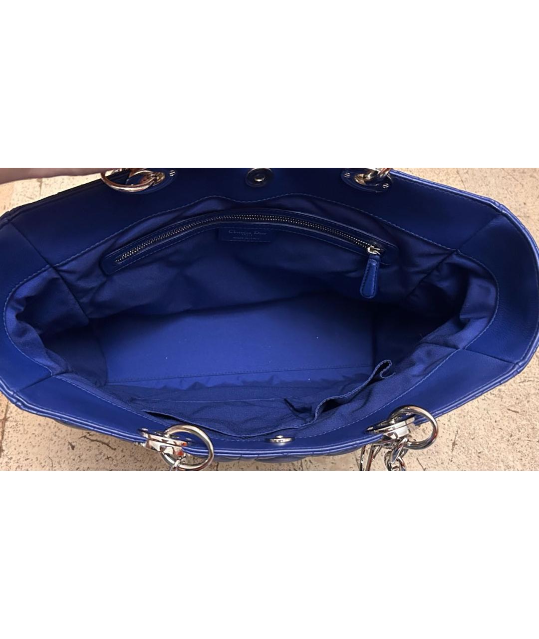 CHRISTIAN DIOR Синяя кожаная сумка тоут, фото 4