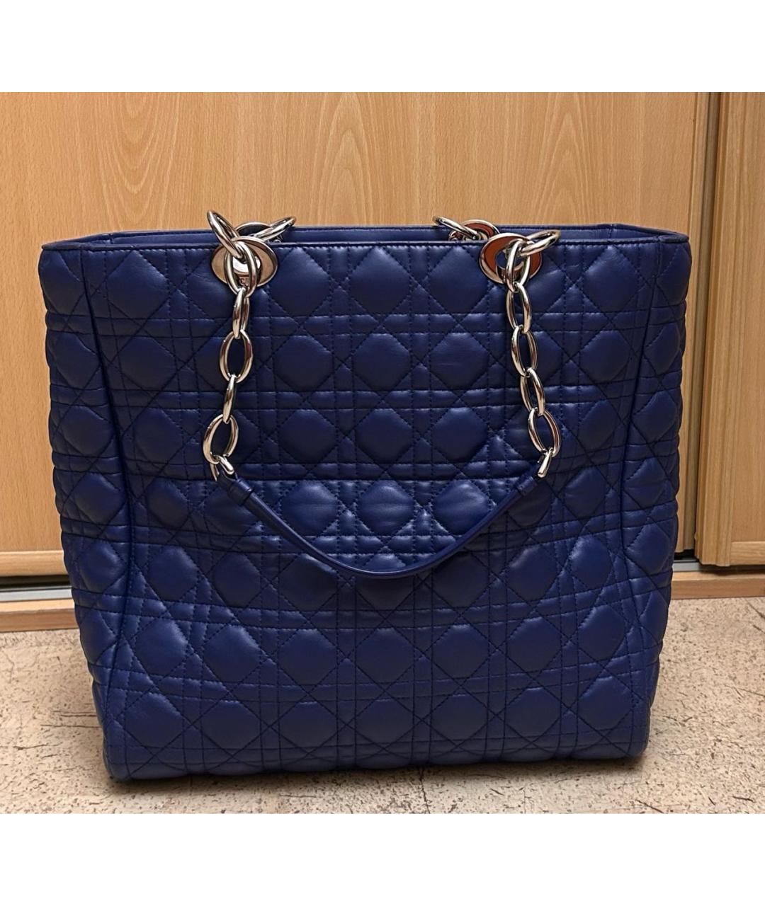 CHRISTIAN DIOR Синяя кожаная сумка тоут, фото 3