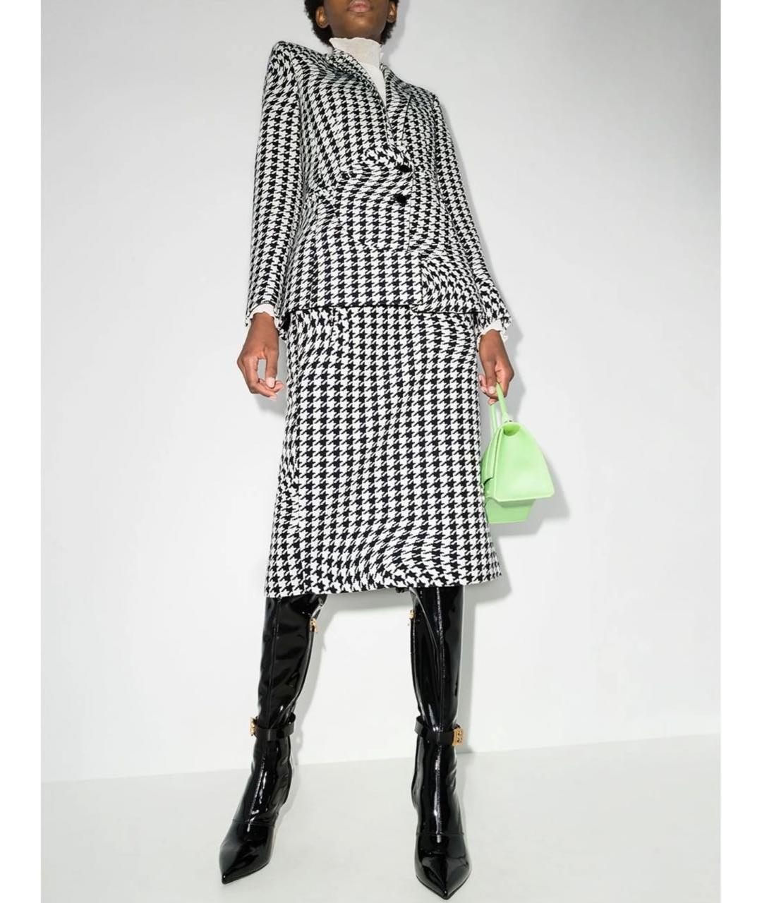 OFF-WHITE Черная шерстяная юбка миди, фото 2