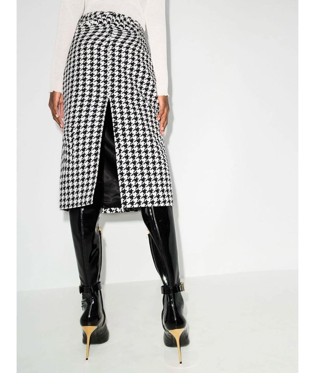 OFF-WHITE Черная шерстяная юбка миди, фото 3