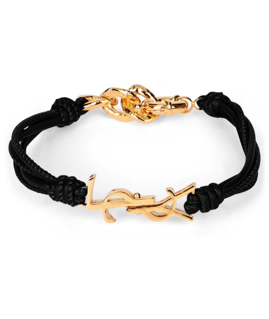 SAINT LAURENT Черный кожаный браслет, фото 2