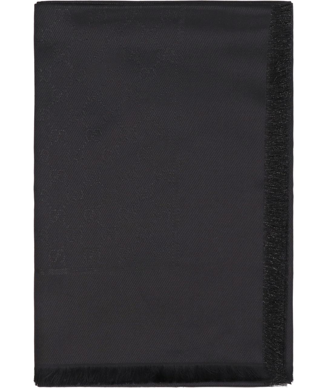 GUCCI Черный шелковый шарф, фото 2