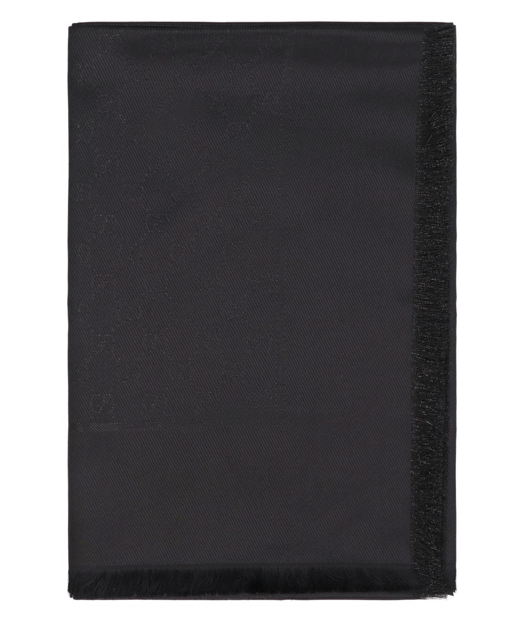 GUCCI Черный шелковый шарф, фото 1