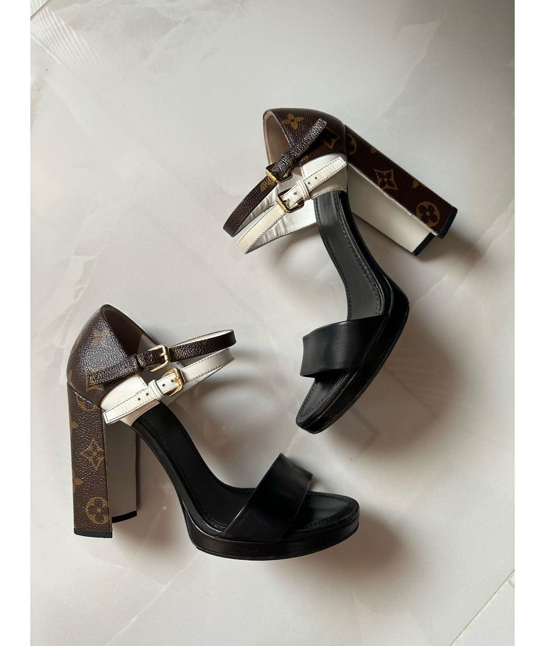 LOUIS VUITTON Коричневые кожаные босоножки, фото 9