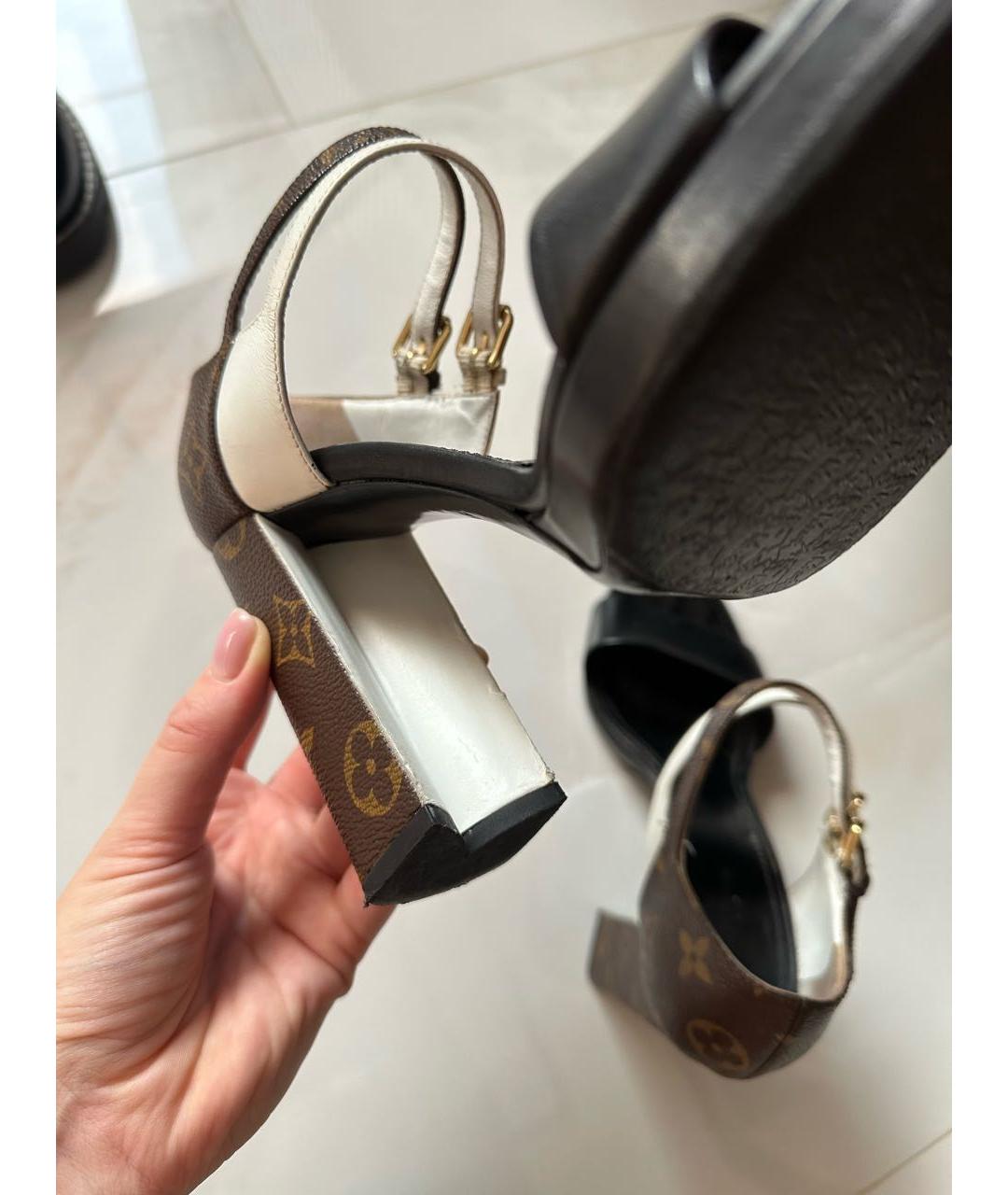 LOUIS VUITTON Коричневые кожаные босоножки, фото 3