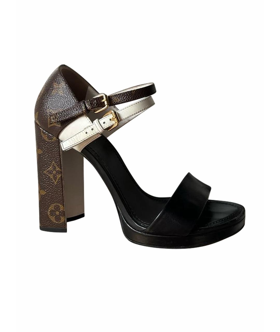 LOUIS VUITTON Коричневые кожаные босоножки, фото 1