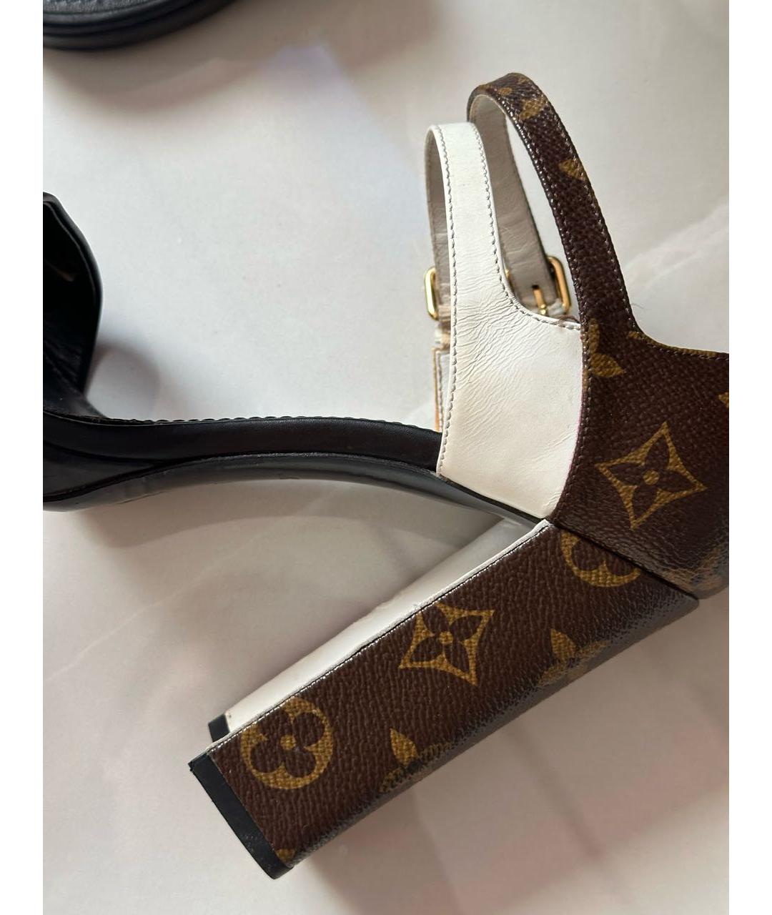 LOUIS VUITTON Коричневые кожаные босоножки, фото 6