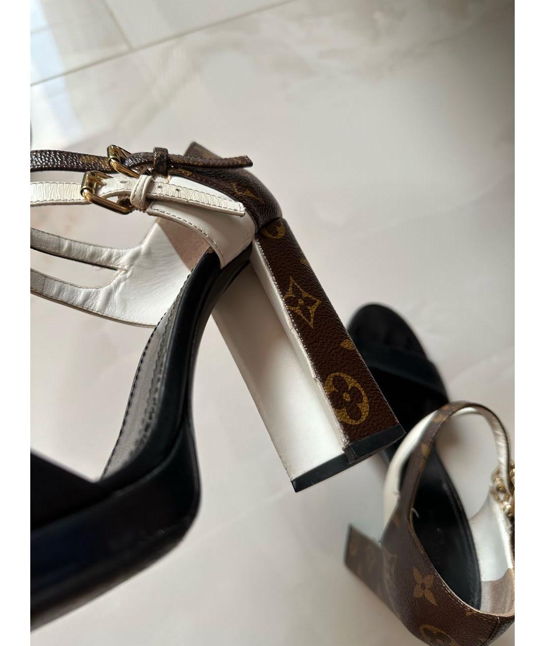 LOUIS VUITTON Коричневые кожаные босоножки, фото 5